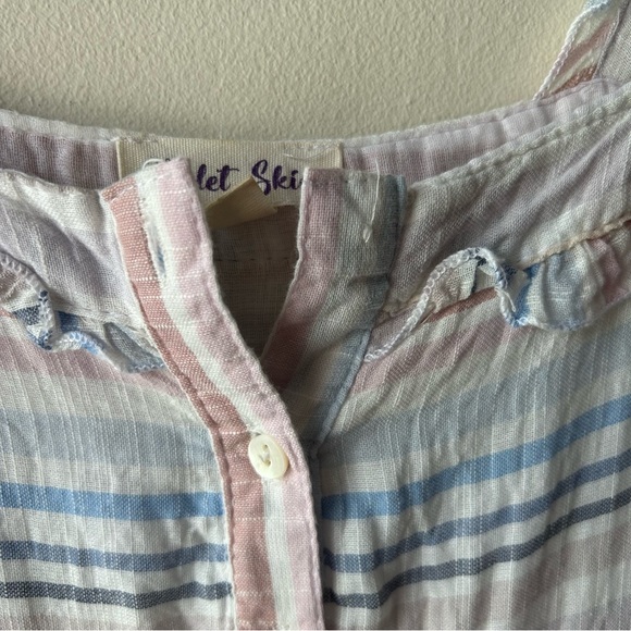 5 FOR $25 | Violet Skies 100% Cotton Stripe Tiered Ruffle Strap Midi Dress S - Picture 6 of 11